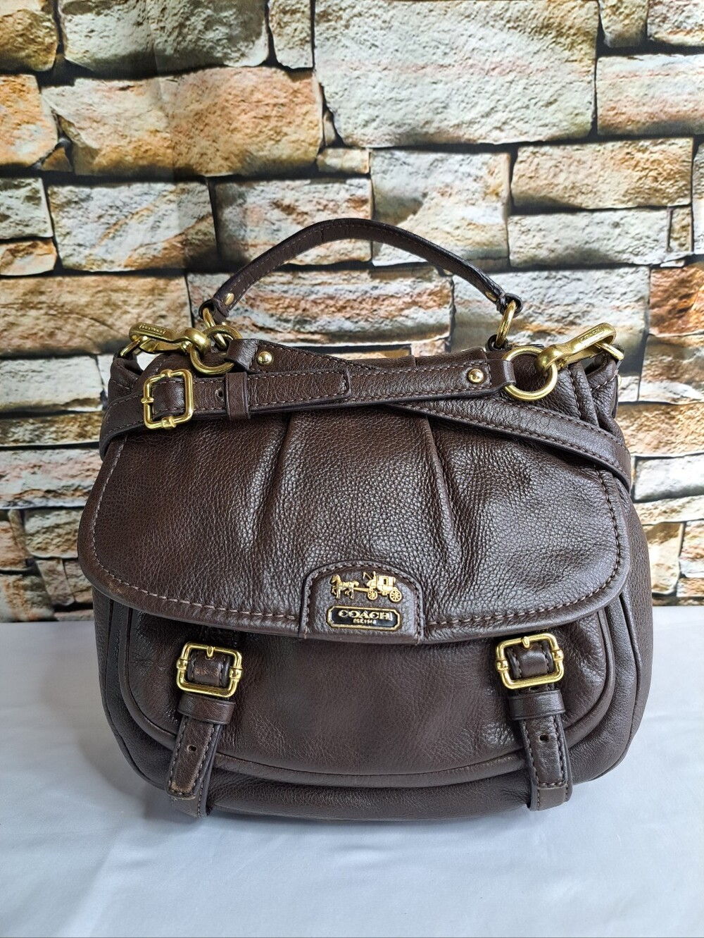 COACH 'MADISON' ANNABELLE' Pebbled Leather Flap Shoulder Bag w/Crossbody Strap - Picture 16 of 16